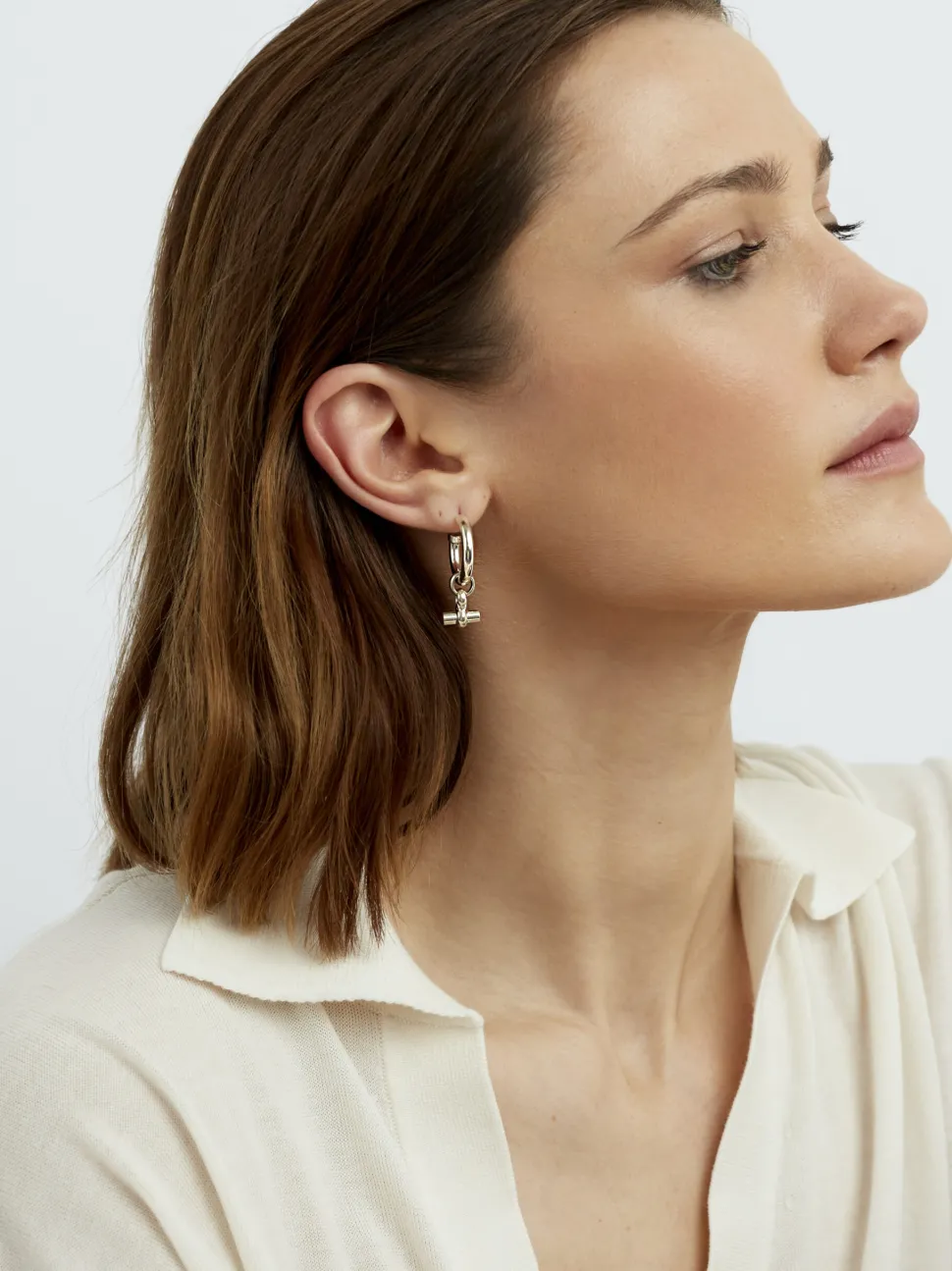 Small Silver T-Bar Earrings
