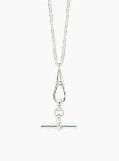 Small Silver T-Bar on Belcher Clipt Necklace