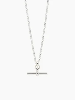 Small Silver T-Bar On Belcher Chain