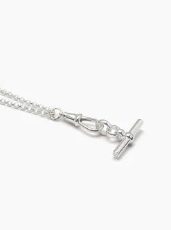 Small Silver T-Bar on Belcher Clipt Necklace