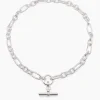 Small Silver T-bar on Clipt Watch Chain Necklace