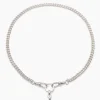 Small Silver T-bar on Slim Curb Clipt Necklace