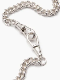 Small Silver T-bar on Slim Curb Clipt Necklace