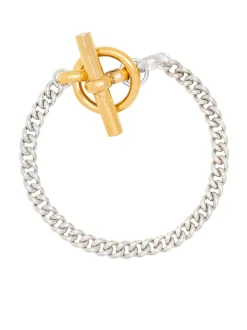 T-Bar Clasp Gold And Silver Curb Link Bracelet