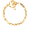 T-Bar Clasp Gold Curb Link Bracelet