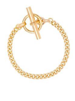 T-Bar Clasp Gold Curb Link Bracelet