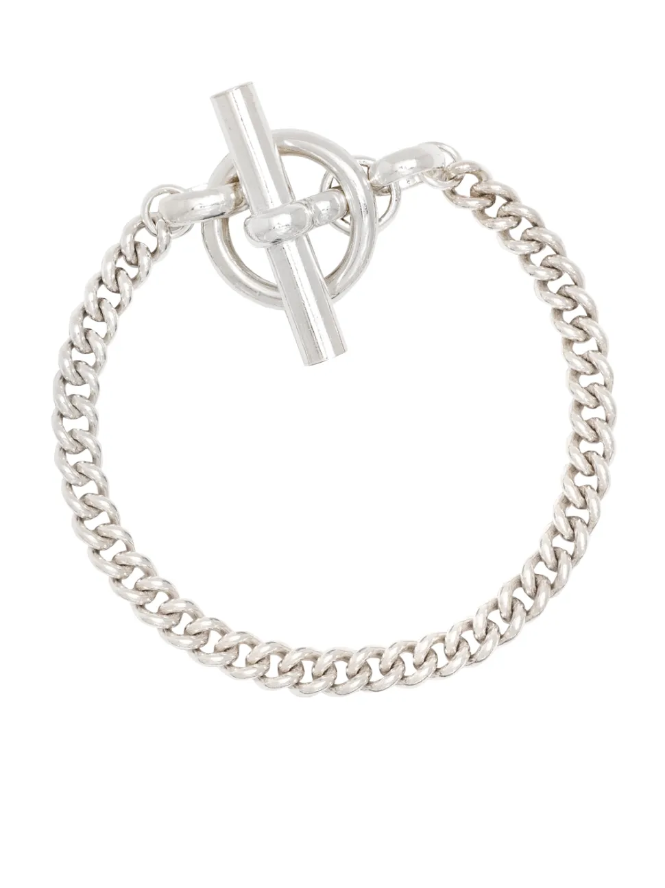 T-Bar Clasp Silver Curb Link Bracelet