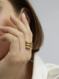 Triple Gold Slice Ring