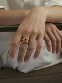 Triple Gold Slice Ring