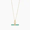 Turquoise Enamelled Small Gold T-bar on Trace Chain